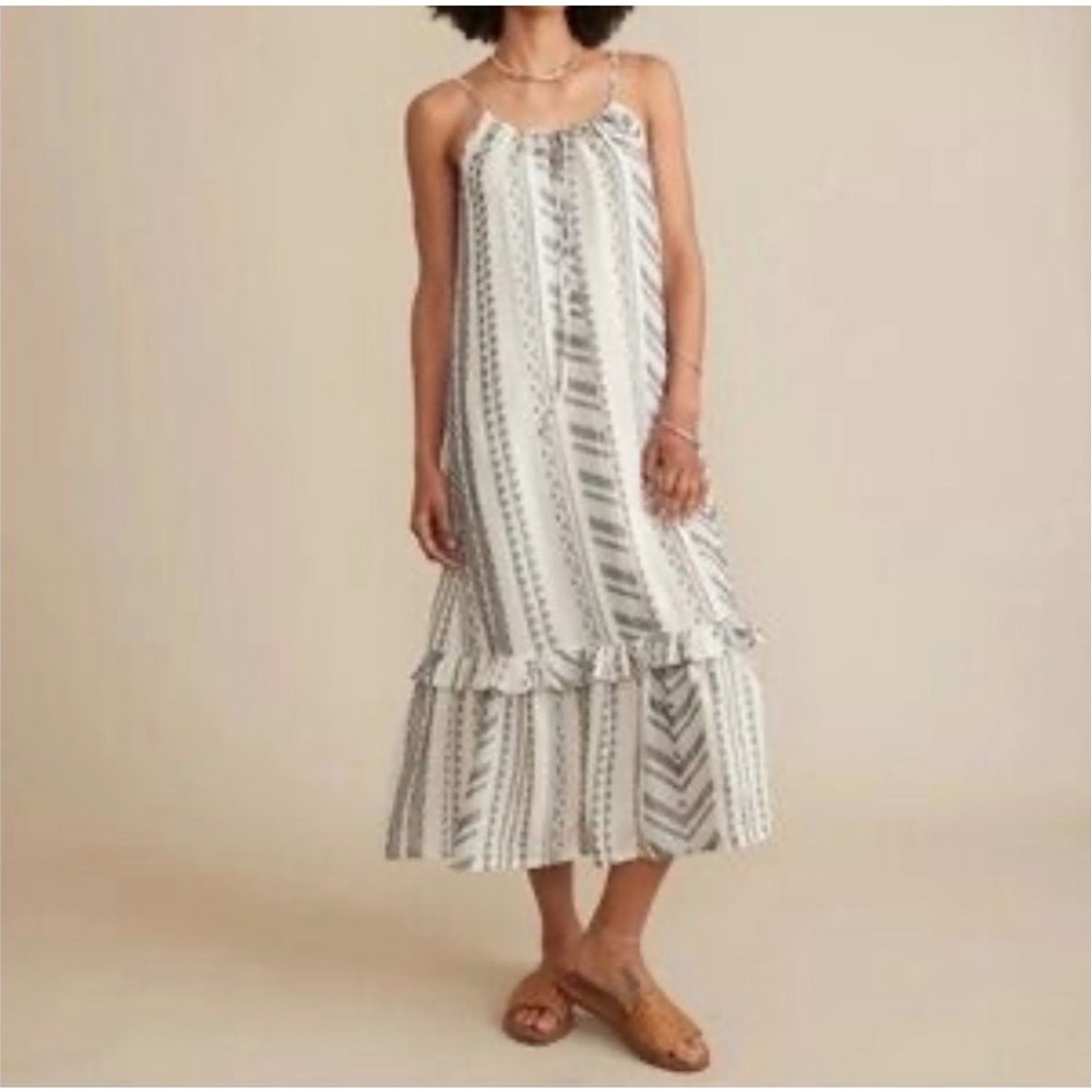 Marine Layer Noah Black White Jacquard Bohemian Maxi Dress 15918 XS